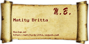 Matity Britta névjegykártya